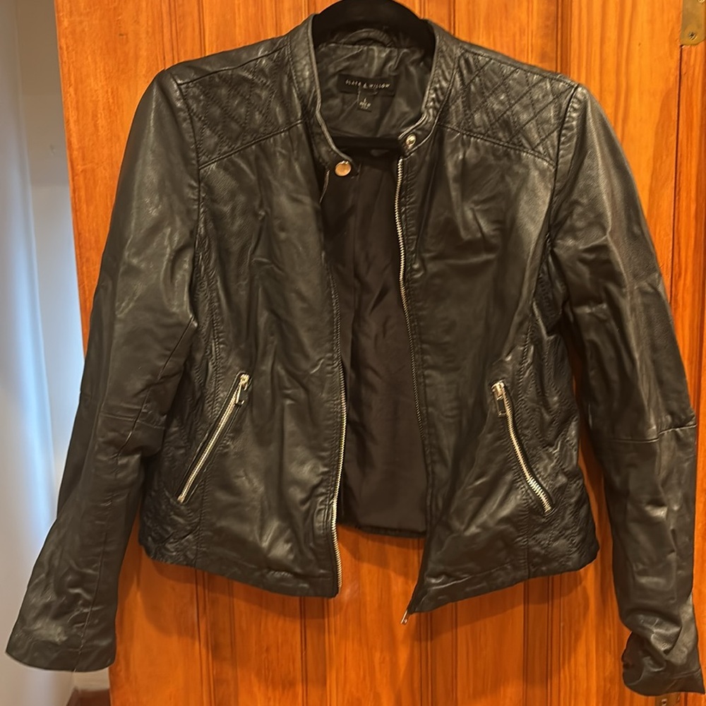 Slate and Willow black leather motorcycle jacket, Size L